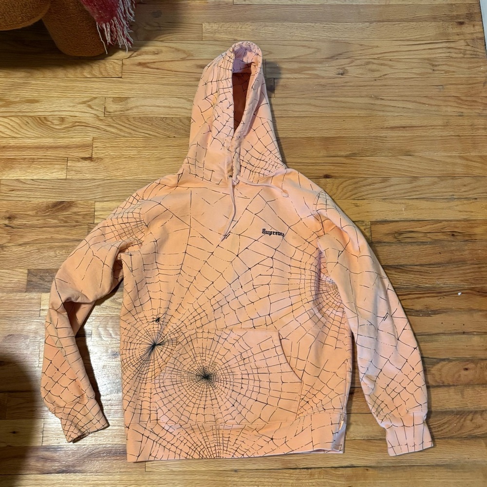 Supreme Orange Spiderweb Hoodie